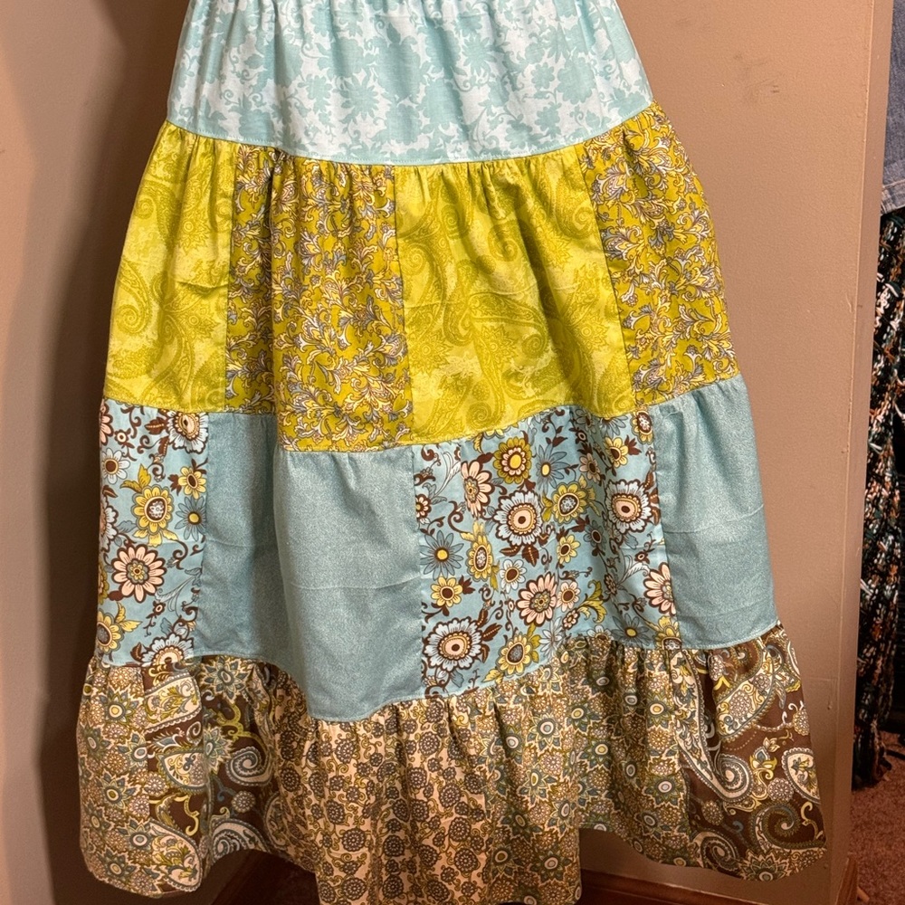 Patchwork Floral Maxi Skirt - Multicolor